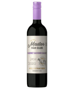 Garrafa de vinho tinto argentino The Grill Master Fan Club Cabernet-Malbec, ideal para churrascos e harmonização com carnes grelhadas.