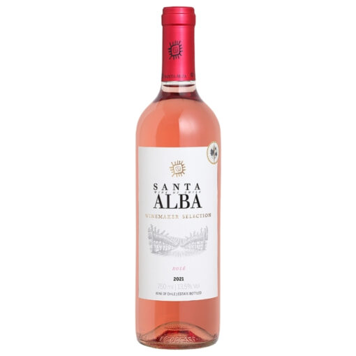 Vinho rosé Santa Alba Winemaker da vinícola chilena Santa Alba – garrafa de vinho leve e frutado.