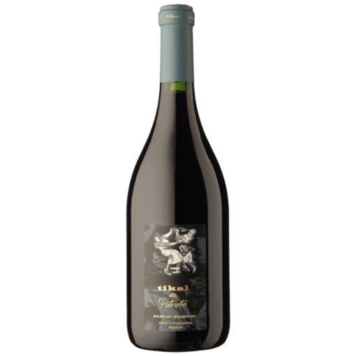 Garrafa de Tikal Patriota, vinho tinto argentino Bonarda e Malbec, disponível para delivery em Teresina pela Winery Brasil.