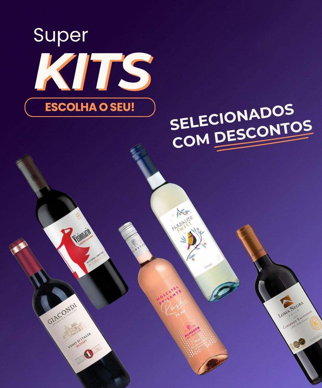Banner da Winery com kits de mais de 4 garrafas de vinho com preço especial. O melhor lugar para comprar vinhos em quantidade em Teresina, Piauí.