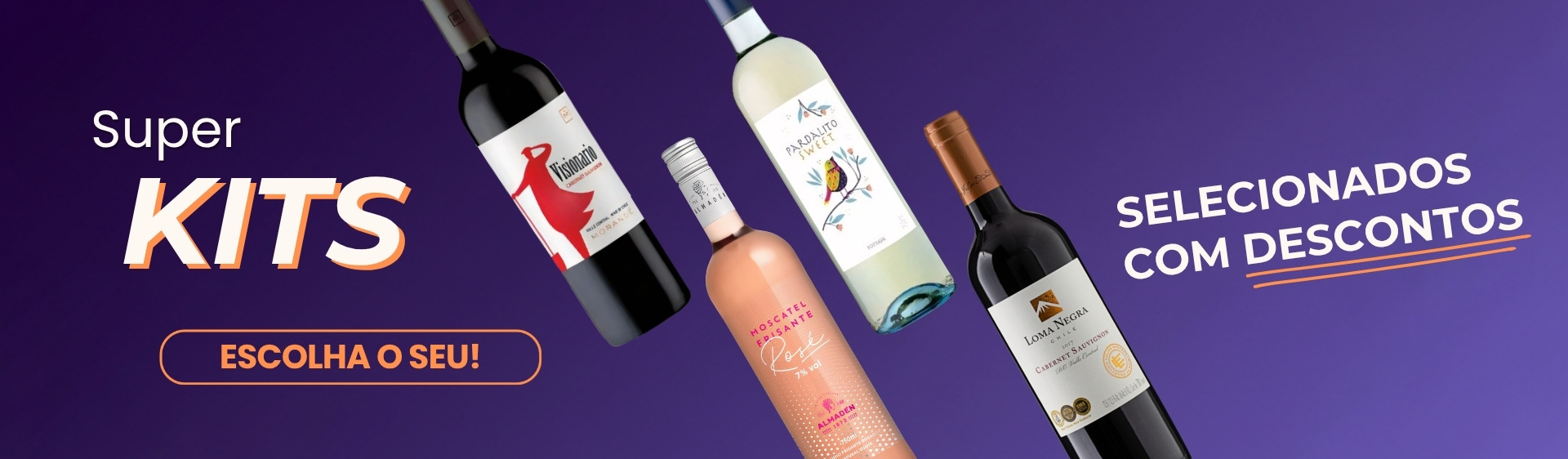 Banner da Winery com kits de mais de 4 garrafas de vinho com preço especial. O melhor lugar para comprar vinhos em quantidade em Teresina, Piauí.